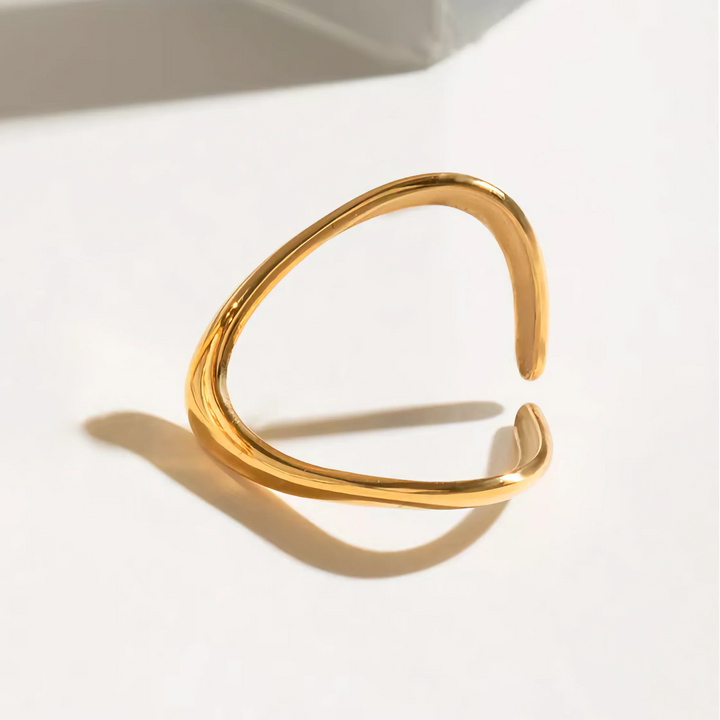 Gold-Plated Arc Open Ring for Women