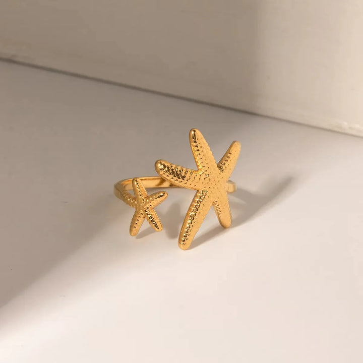 Gold-Plated Starfish Statement Ring for Women
