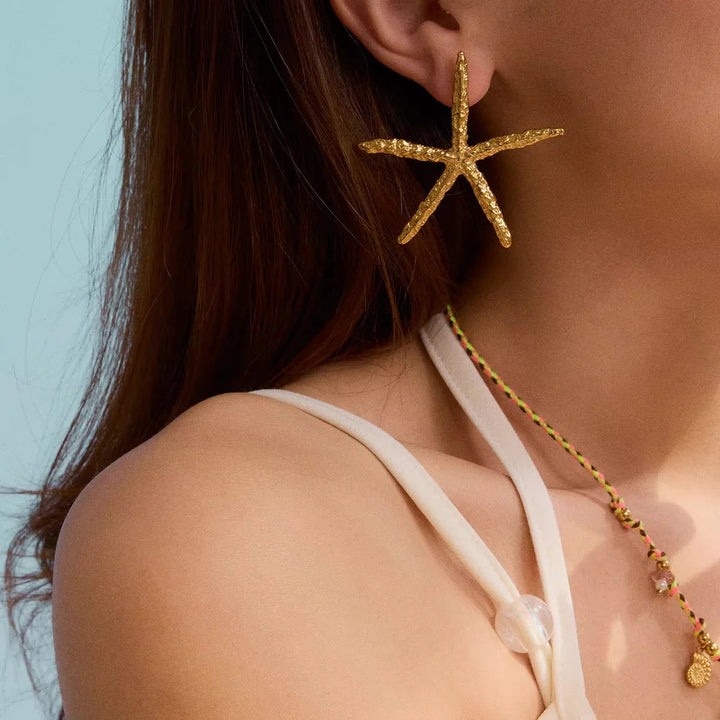 Gold-Plated Starfish Drop Earrings for Women