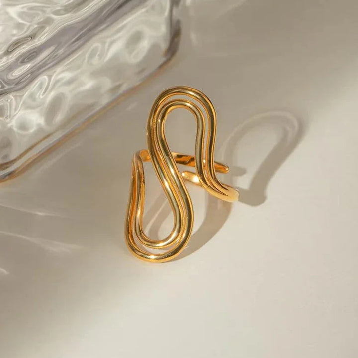 Gold-Plated Abstract Statement Ring for Women