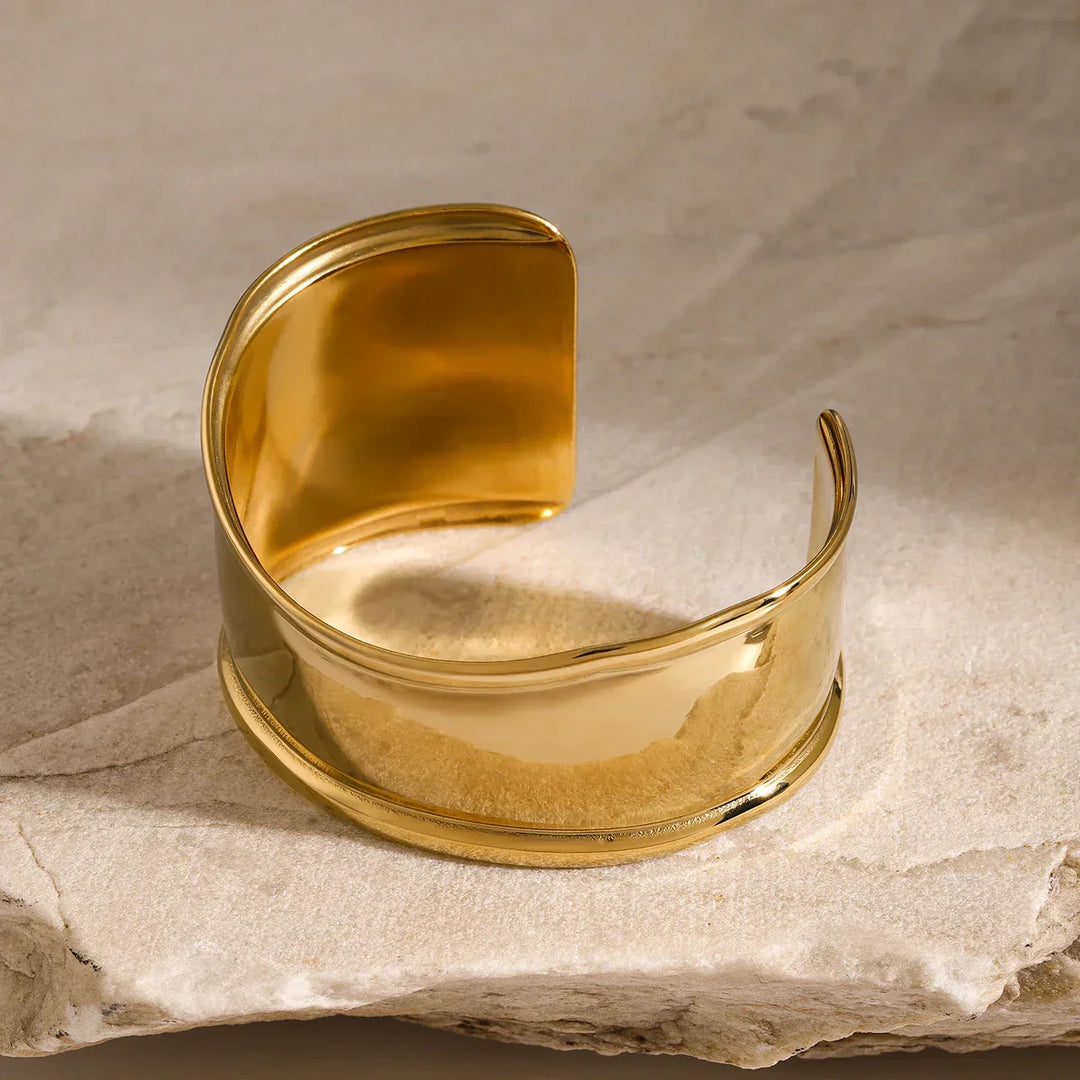 Gold Plated Stainless Steel Cuff Bracelet for Women