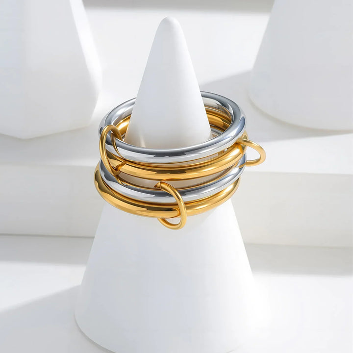 Gold-Plated Two-Tone Stacked Ring