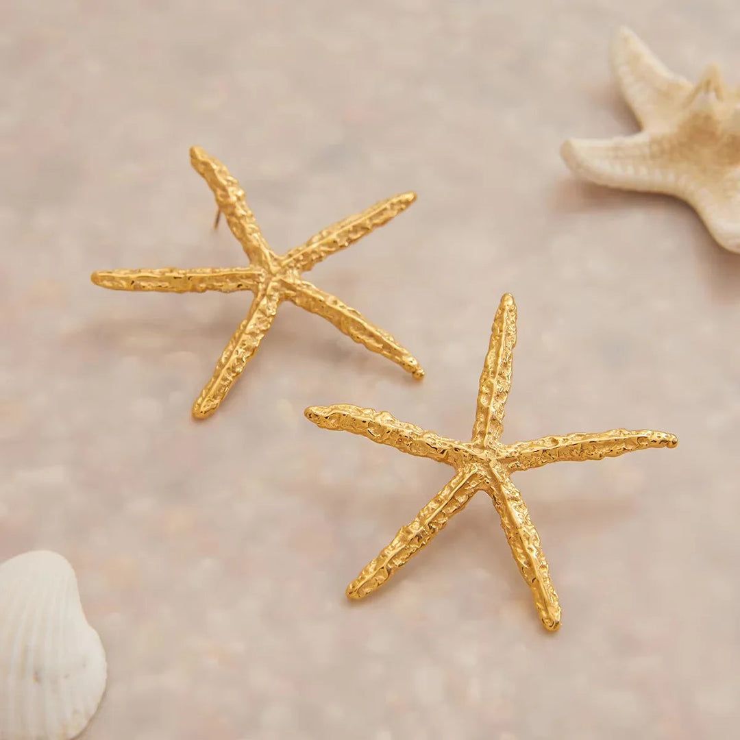 Gold-Plated Starfish Drop Earrings for Women
