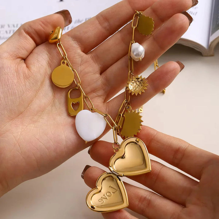Gold-Plated Faux Pearl Pendant Necklace for Women