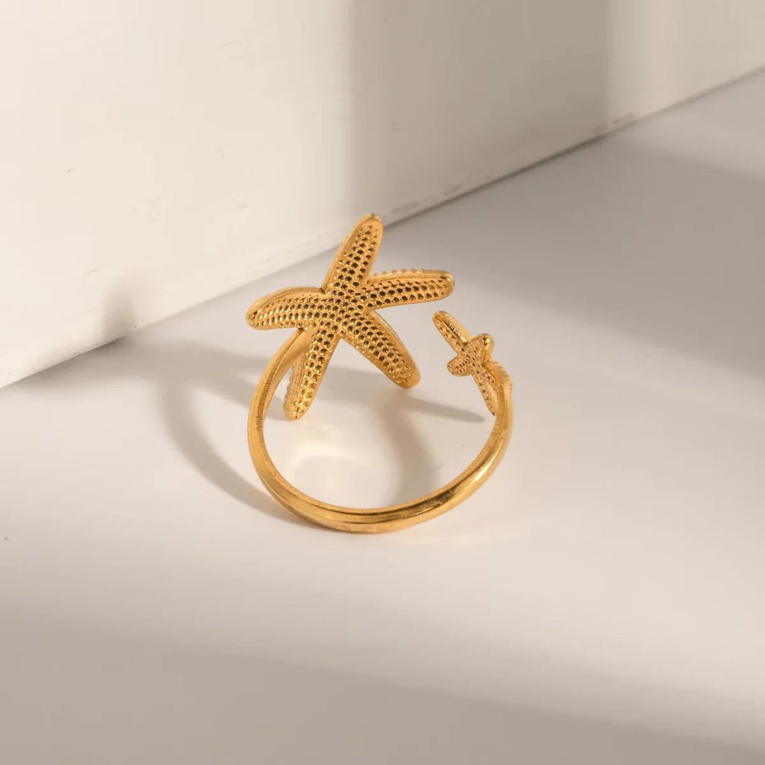 Gold-Plated Starfish Statement Ring for Women
