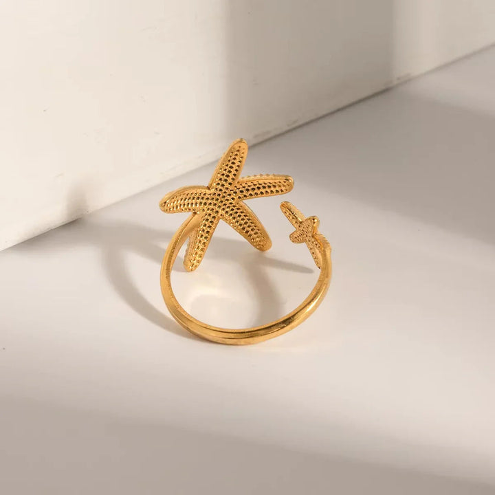 Gold-Plated Starfish Statement Ring for Women