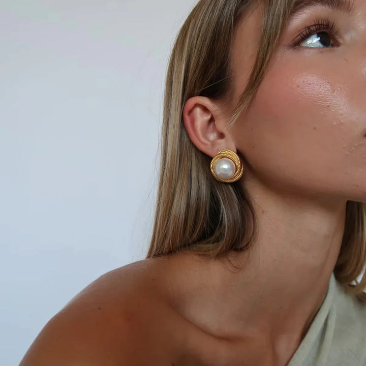Gold-Plated Freshwater Faux Pearl Earrings