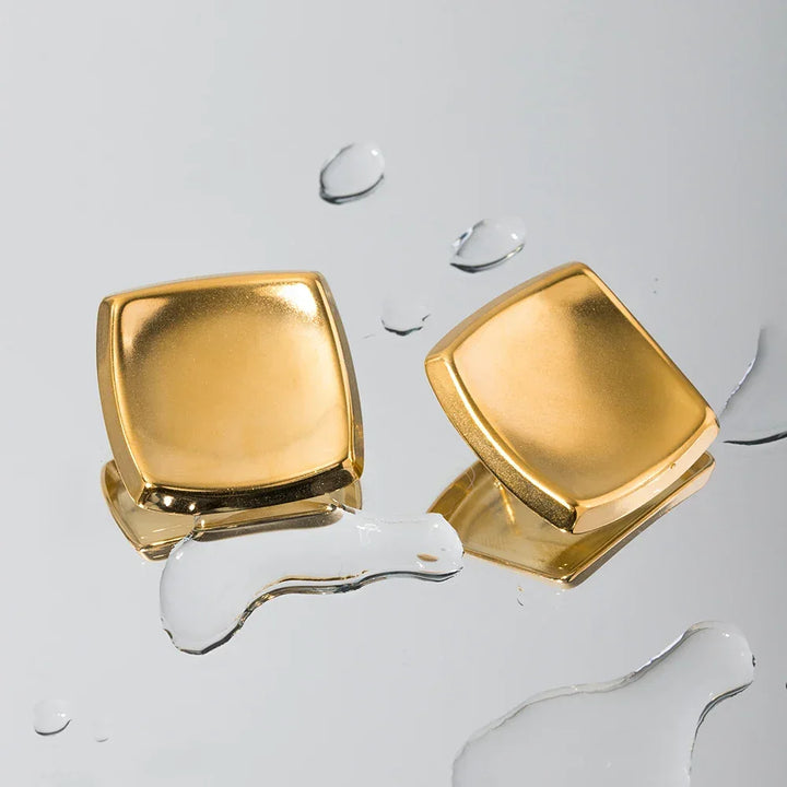 Gold-Plated Square Earrings with Waterproof Stainless Steel