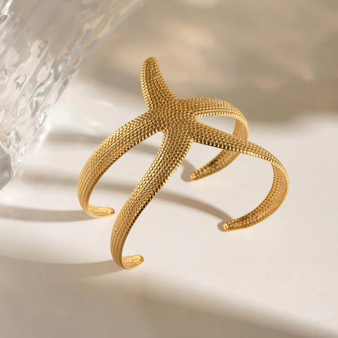 Gold-Plated Starfish Cuff Bracelet for Women