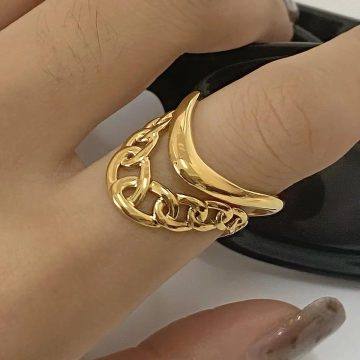 Gold-Plated Arc Open Ring for Women