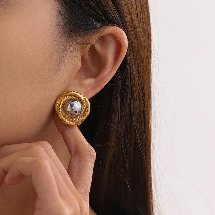 Gold-Plated Woven Earrings with A Playful Touch of Elegance