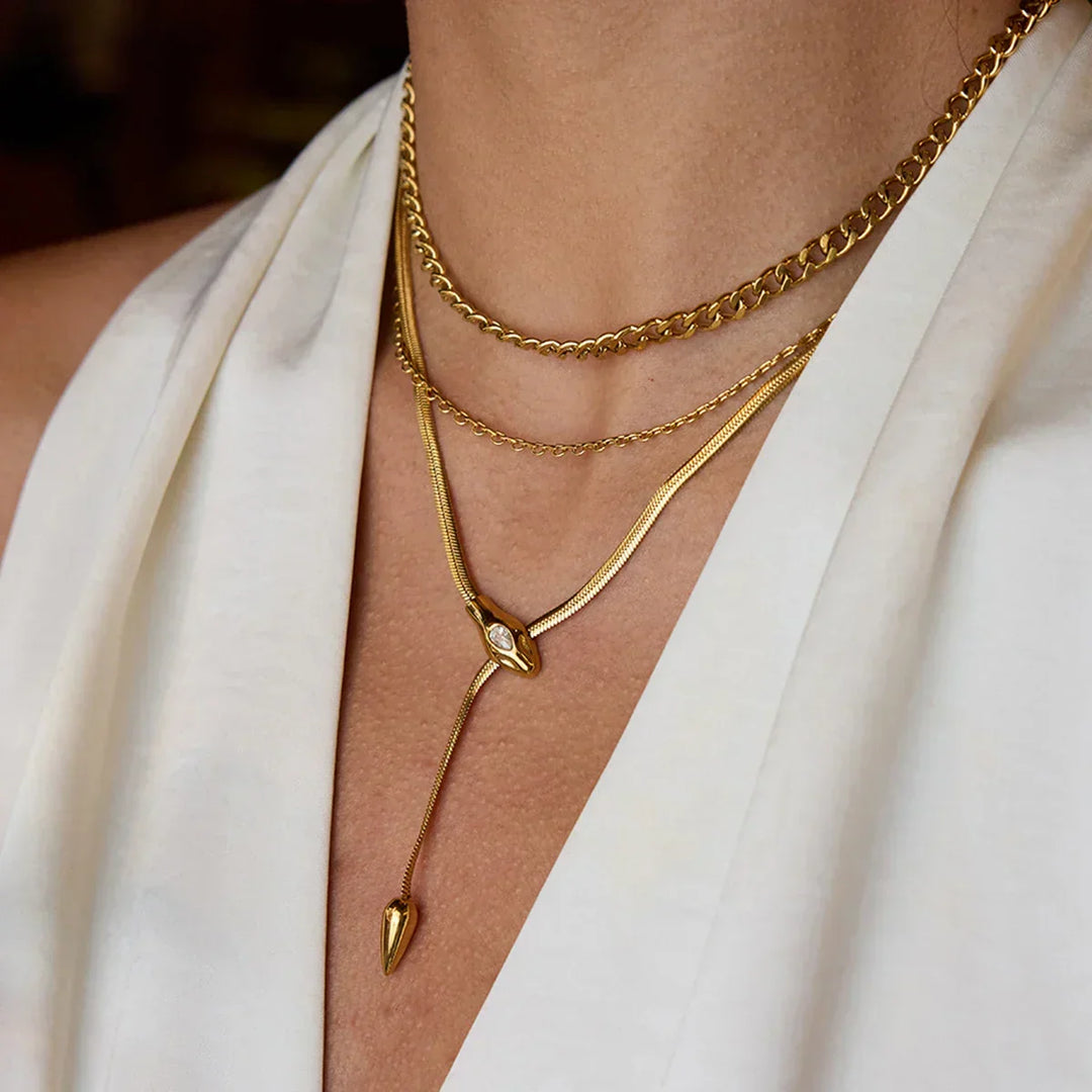 Gold-Tone Layered Chain Necklace Jewelry Set