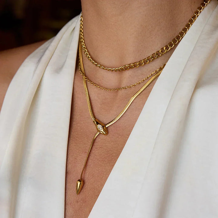 Gold-Tone Layered Chain Necklace Jewelry Set