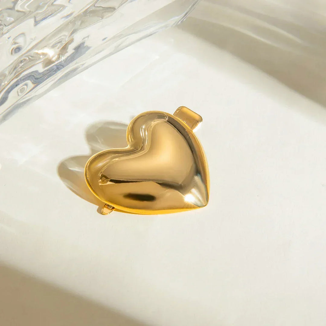 Gold-Plated Heart Hair Clip for Women