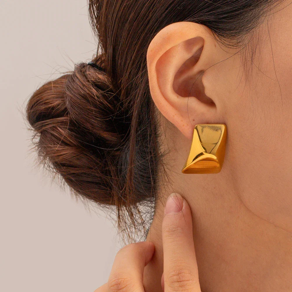 Gold-Plated Earrings with Stainless Steel and PVD Gold