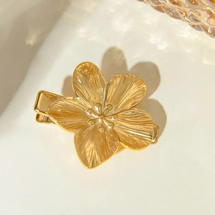Gold-Plated Floral Hair Clip for Women