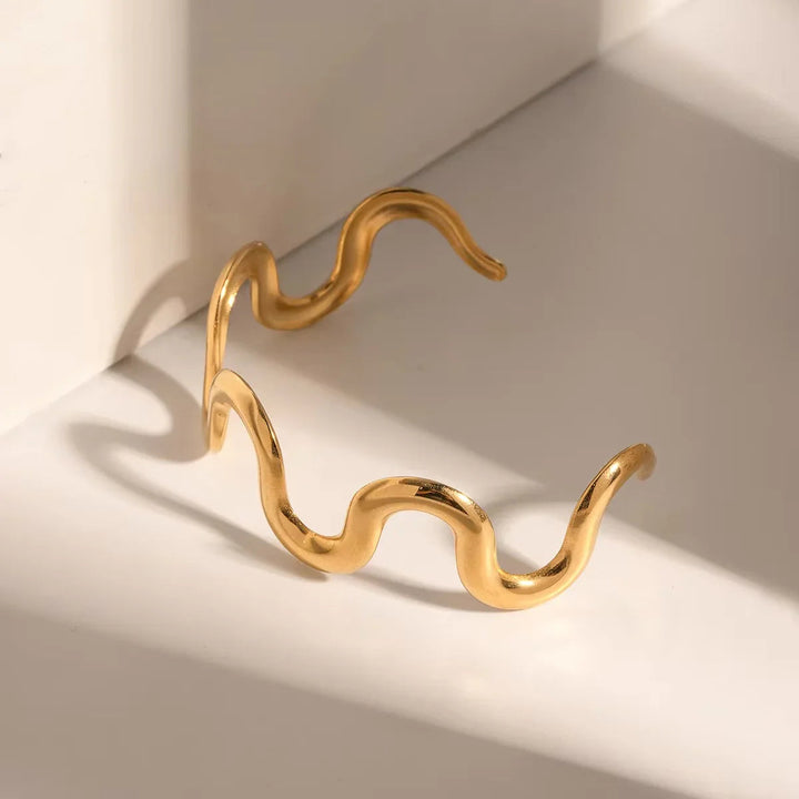 Gold-Plated Twisted Bangle for Women