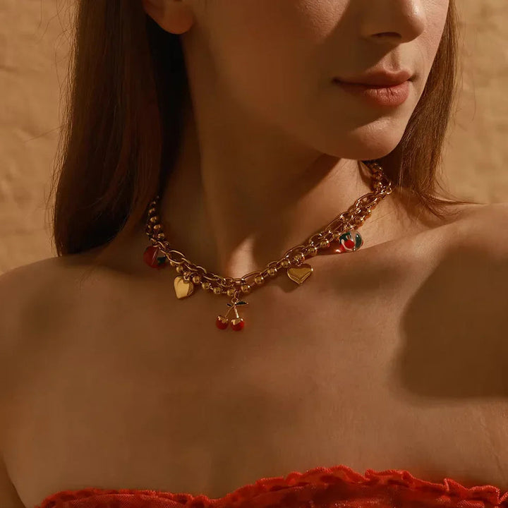 Gold-Plated Charm Chain Necklace for Women