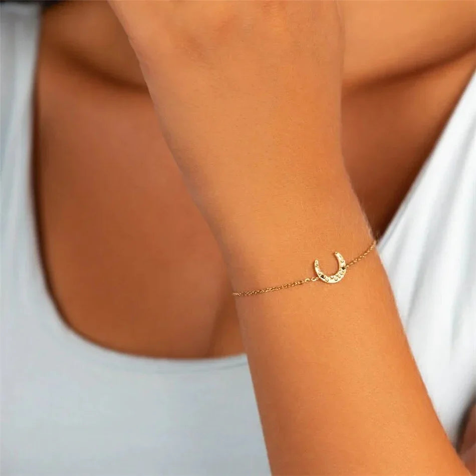 Gold-Plated Crystal Horseshoe Bracelet for Women