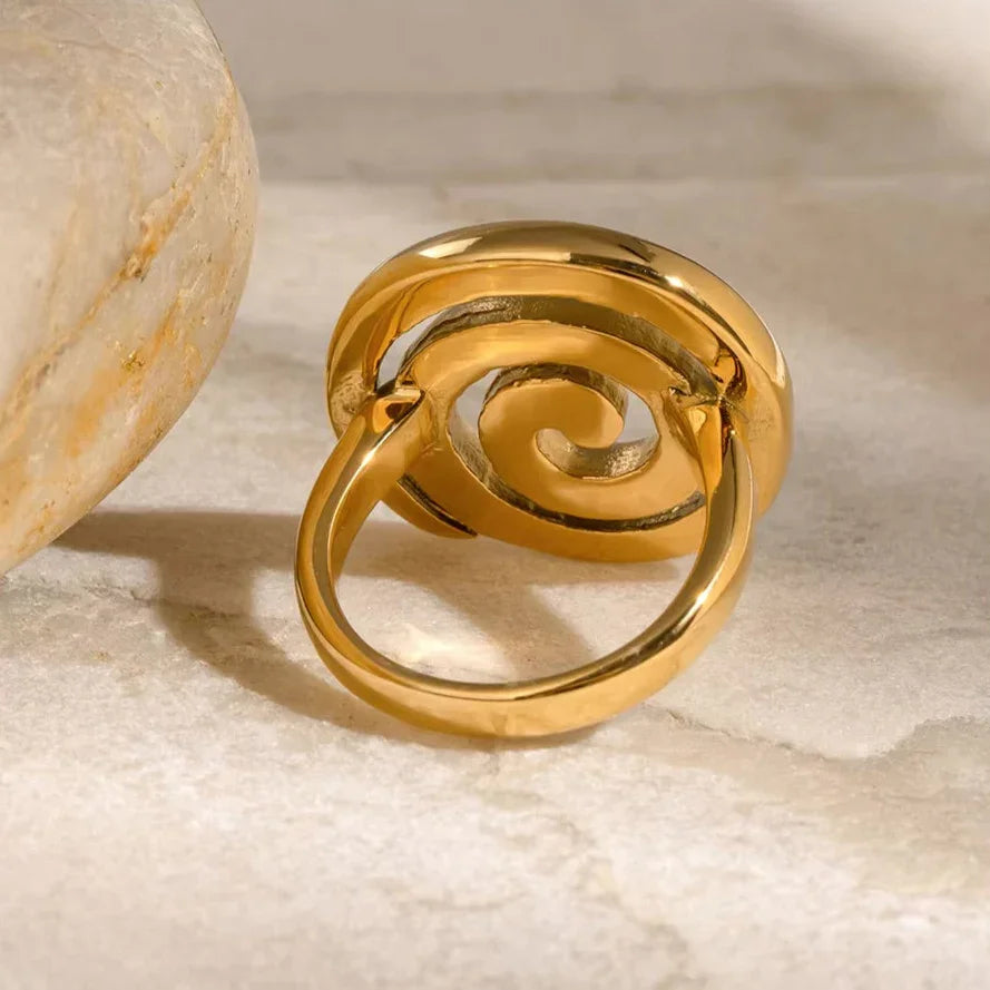 Gold-Plated Spiral Statement Ring for Women