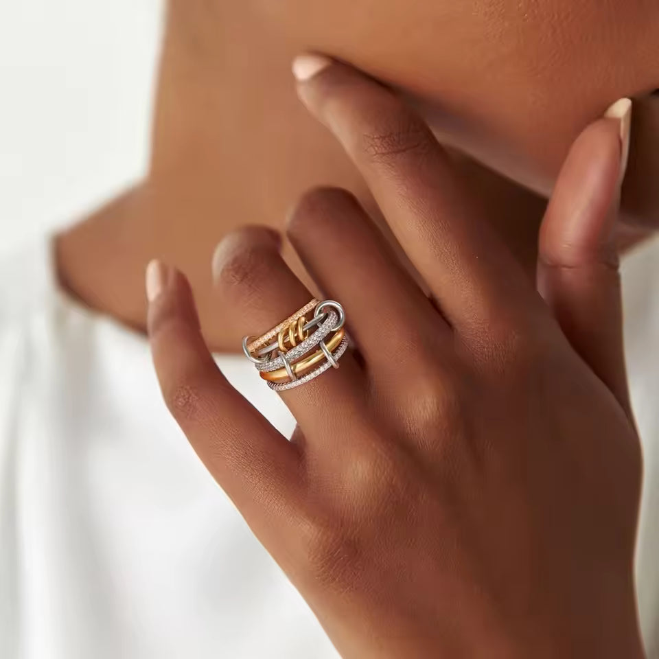 Gold-Plated Stacked Diamond Ring