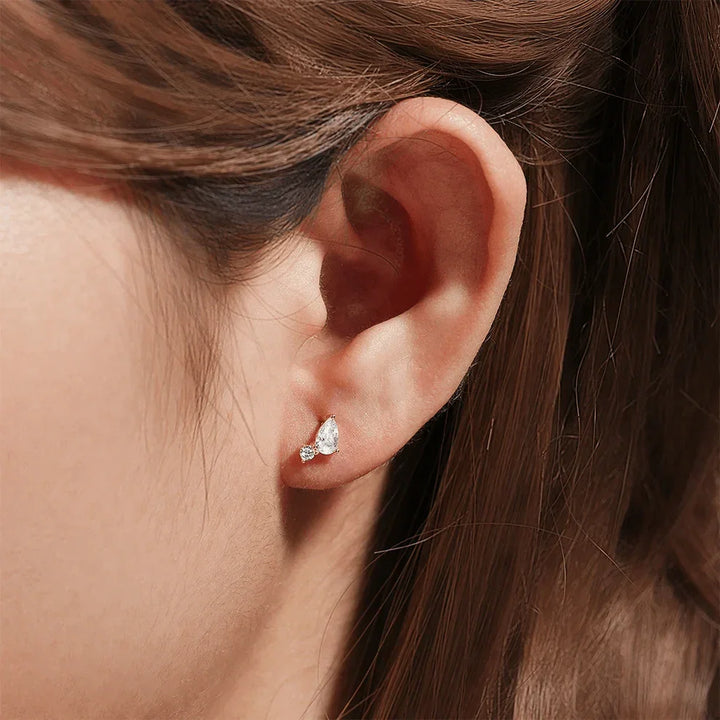 Gold-Plated Flat Back Diamond Stud Earrings