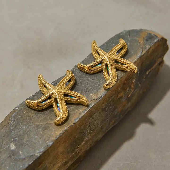 Gold-Plated Starfish Stud Earrings for Women