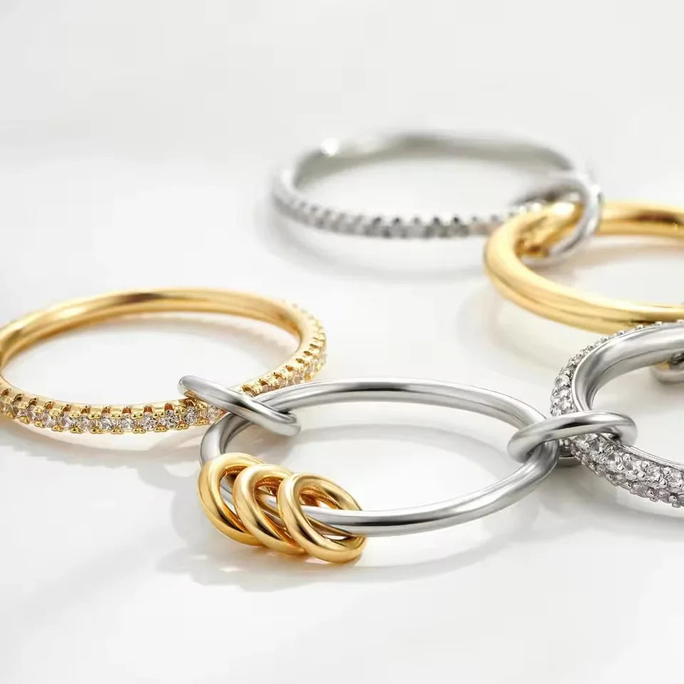 Gold-Plated Stacked Diamond Ring