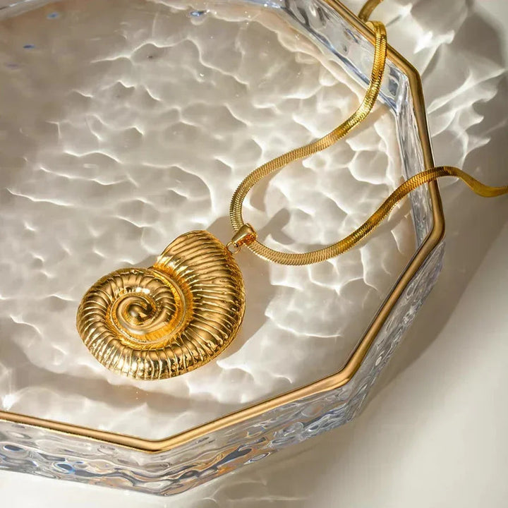 Gold-Plated Nautilus Shell Pendant Necklace for Women