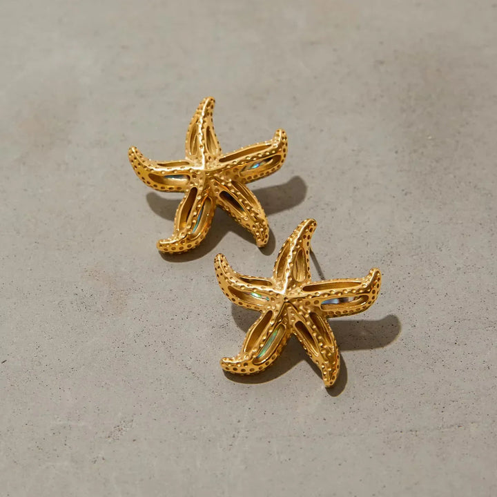 Gold-Plated Starfish Stud Earrings for Women