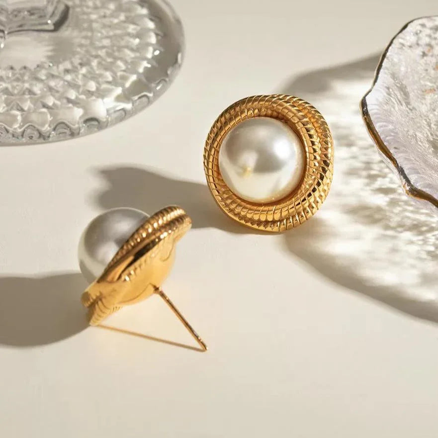 Gold-Plated Freshwater Faux Pearl Earrings