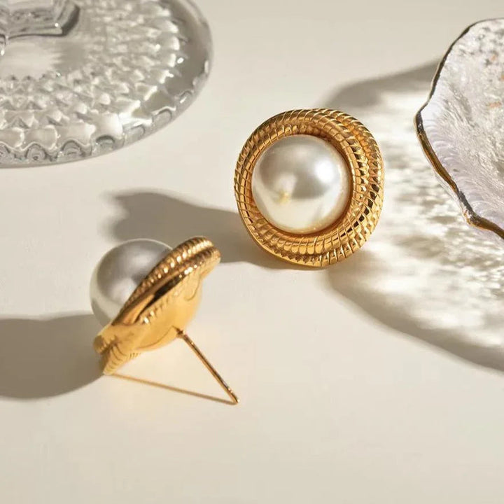 Gold-Plated Freshwater Faux Pearl Earrings