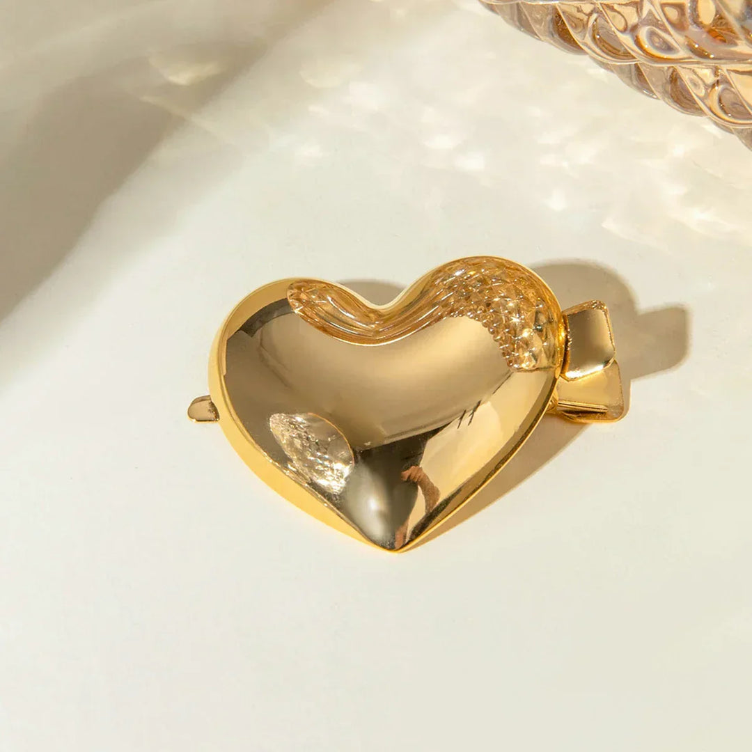 Gold-Plated Heart Hair Clip for Women