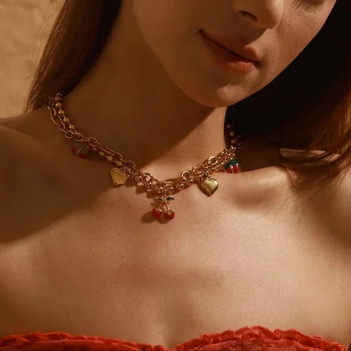 Gold-Plated Charm Chain Necklace for Women