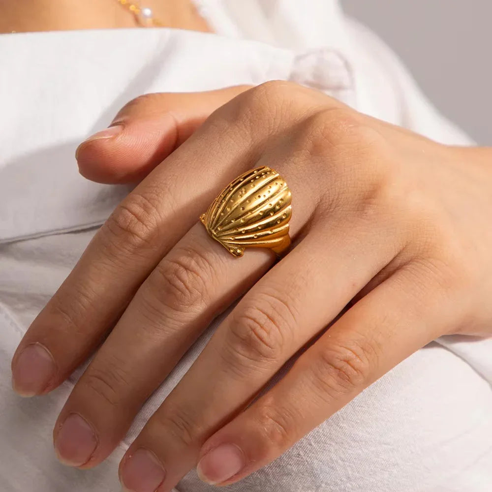 Gold-Plated Seashell Ring for Women
