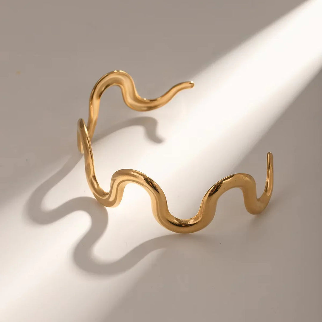 Gold-Plated Twisted Bangle for Women