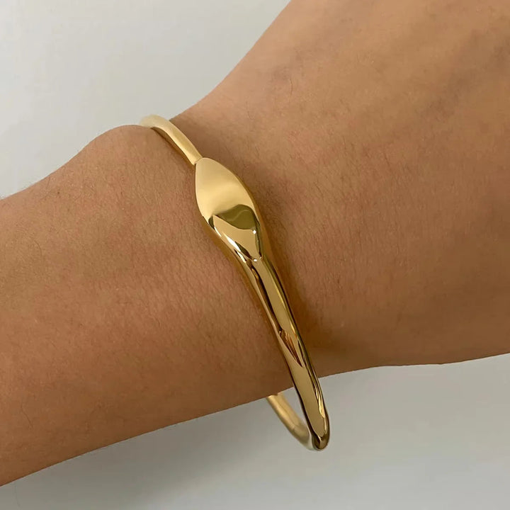 Gold-Plated Minimalist Bangle Bracelet for Women