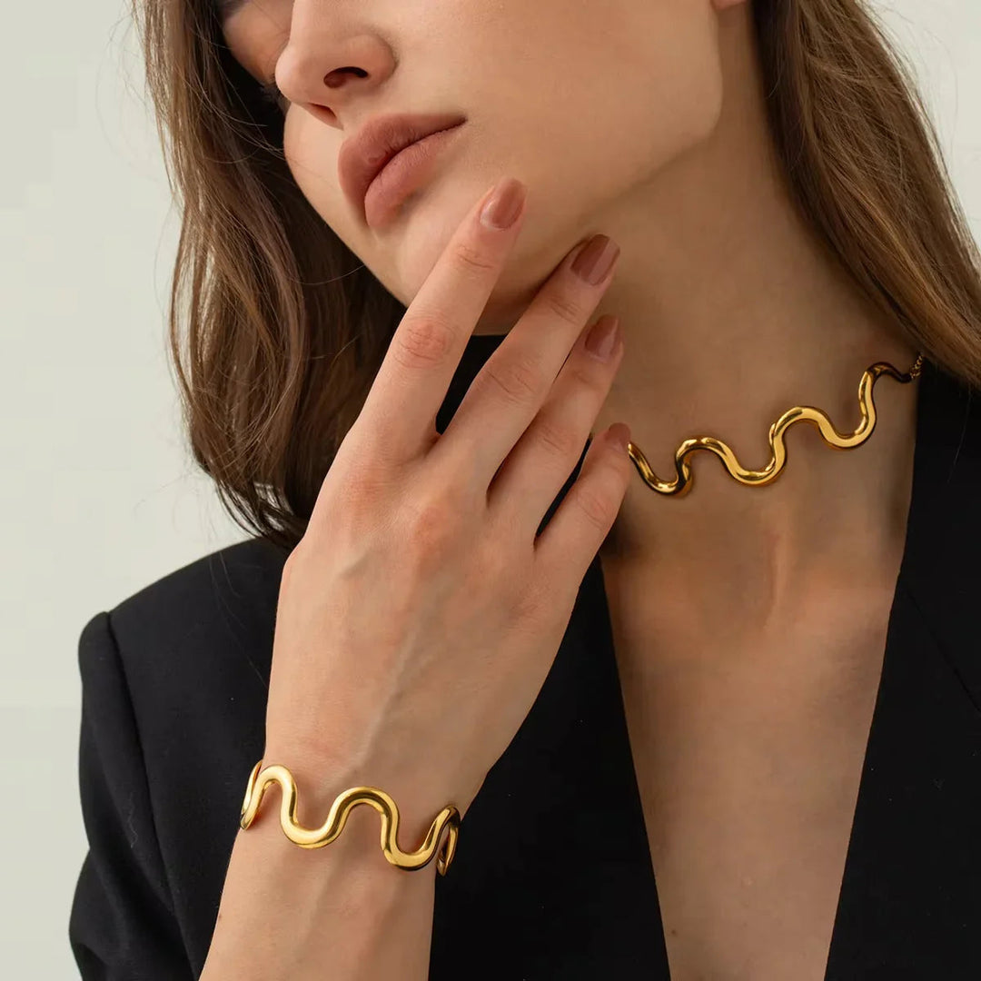 Gold-Plated Twisted Bangle for Women