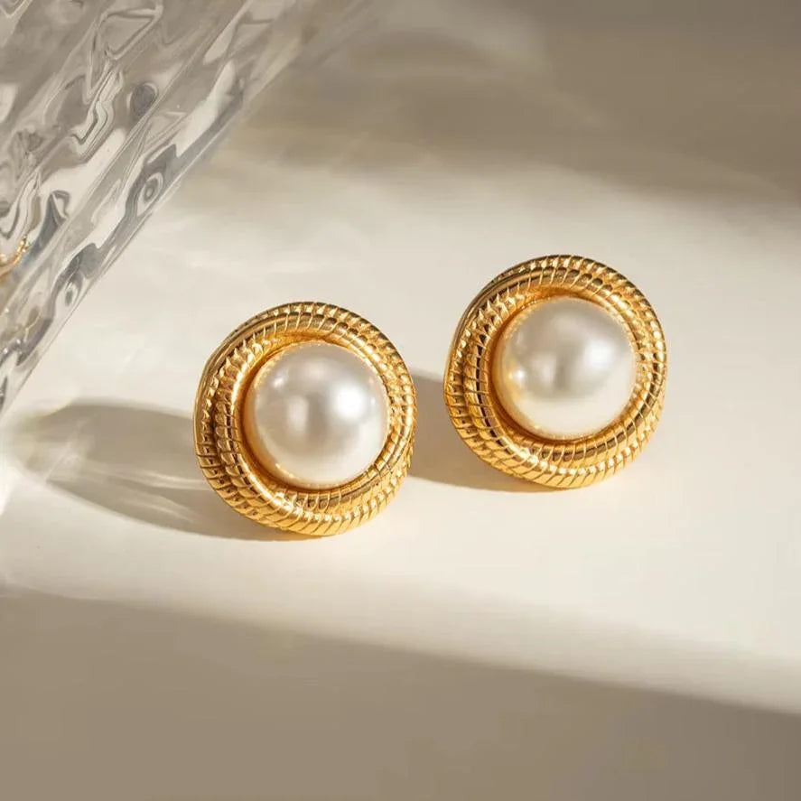 Gold-Plated Freshwater Faux Pearl Earrings
