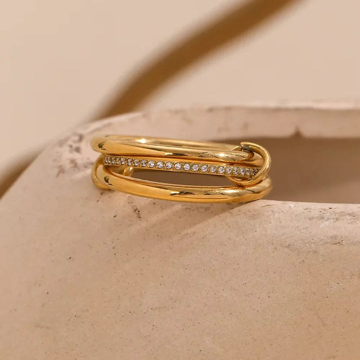 Gold-Plated CZ Stackable Ring Set