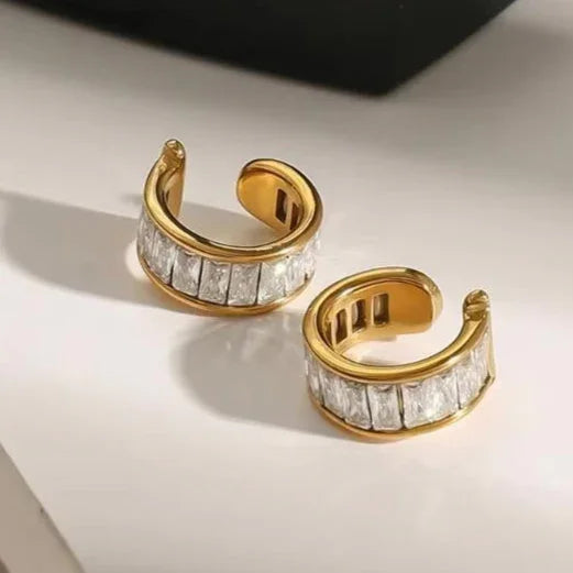 Gold Plated Cubic Zirconia Hoop Earrings 3 Piece Set