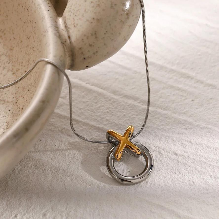 Gold-Plated &amp; Silver-Plated Knot Pendant Necklace