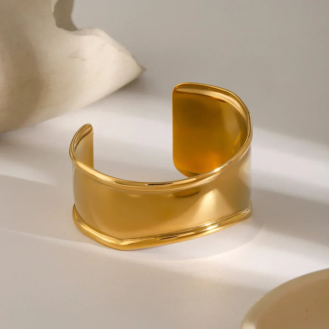 Gold Plated Stainless Steel Cuff Bracelet for Women