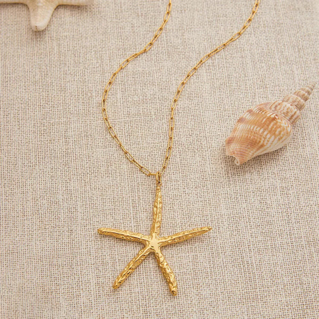 Gold-Plated Starfish Pendant Necklace for Women
