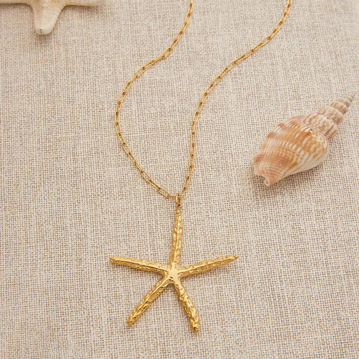 Gold-Plated Starfish Pendant Necklace for Women