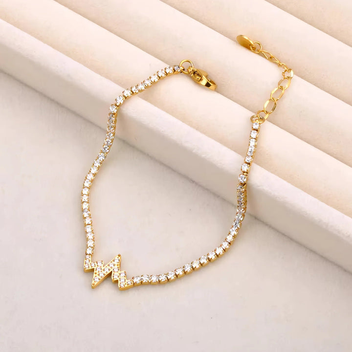Gold-Plated CZ Pulse Bracelet for Women