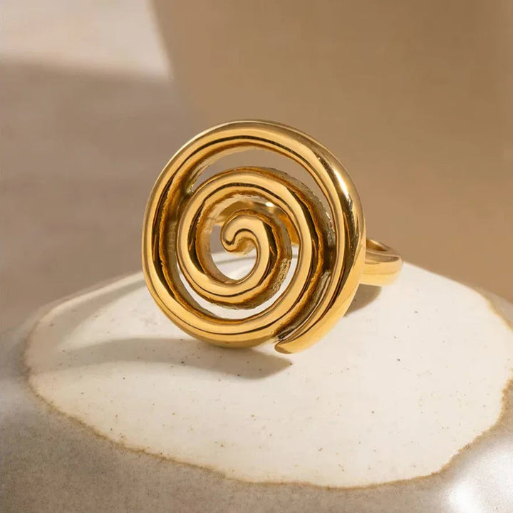 Gold-Plated Spiral Statement Ring for Women