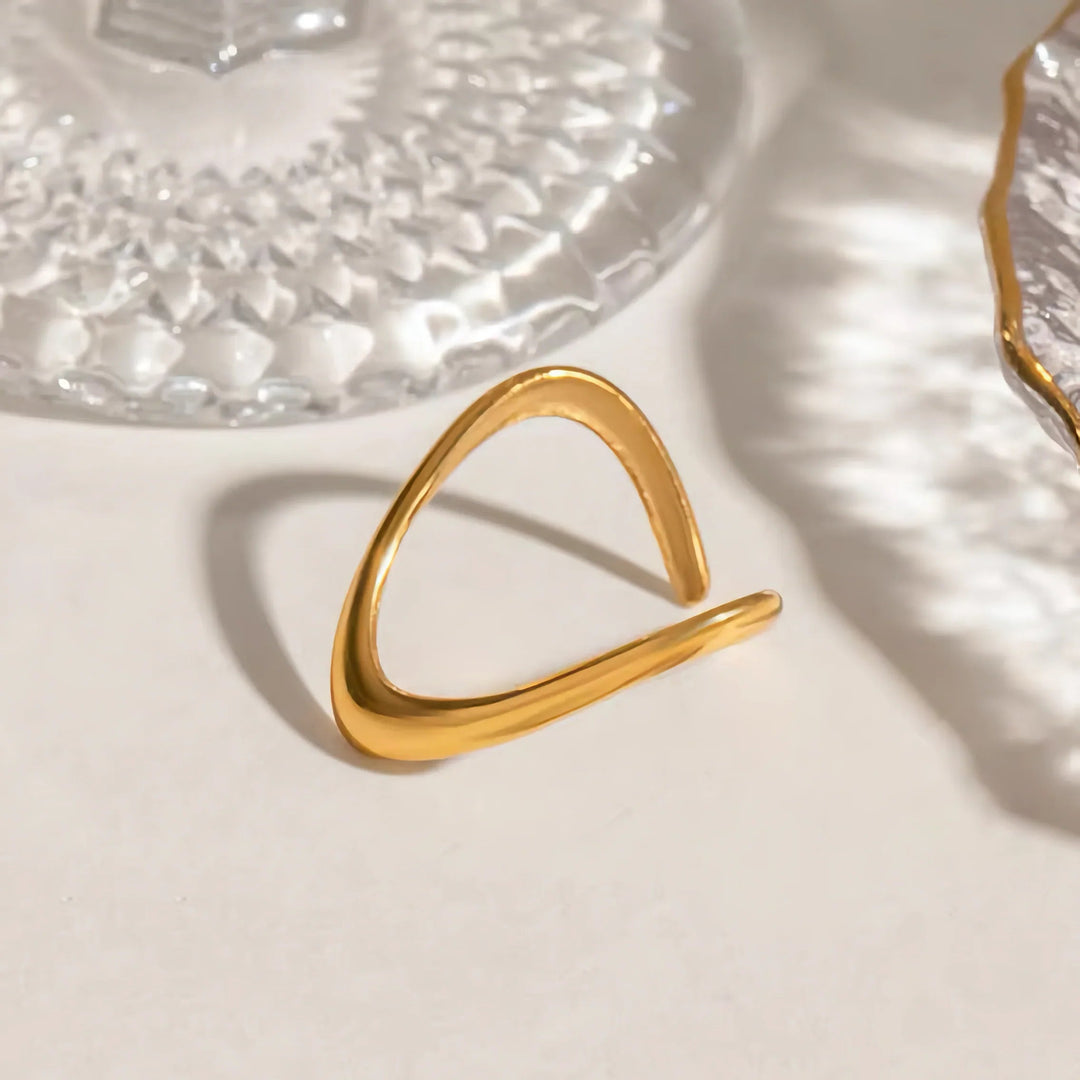 Gold-Plated Arc Open Ring for Women