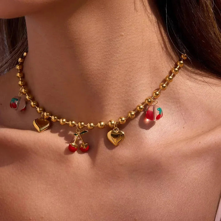 Gold-Plated Charm Chain Necklace for Women