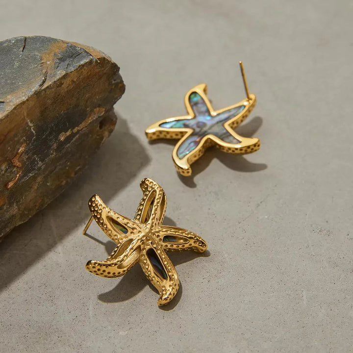Gold-Plated Starfish Stud Earrings for Women